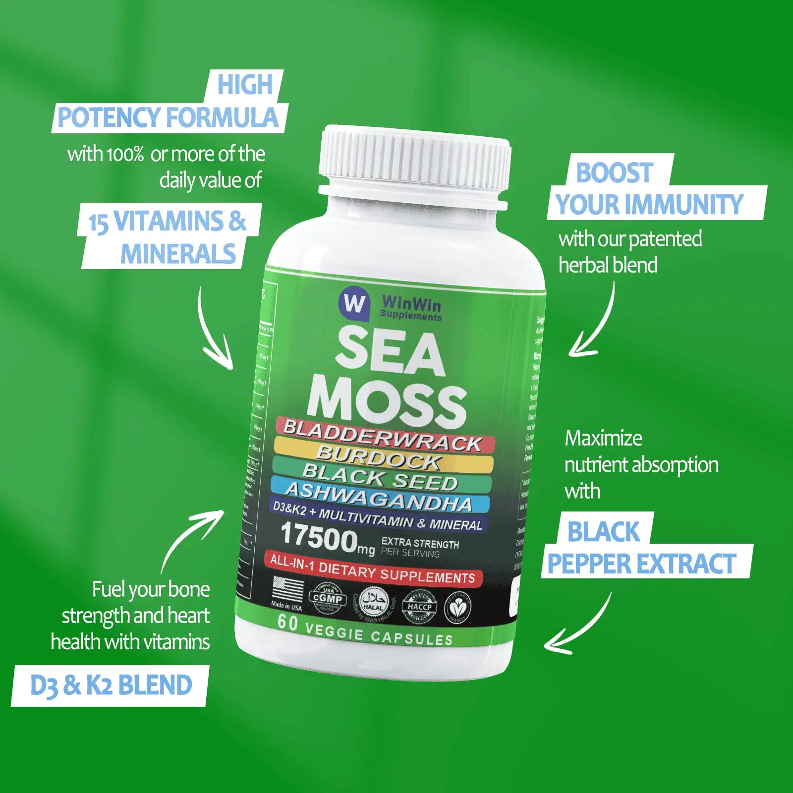 Organic Irish Sea Moss Supplement Capsules
